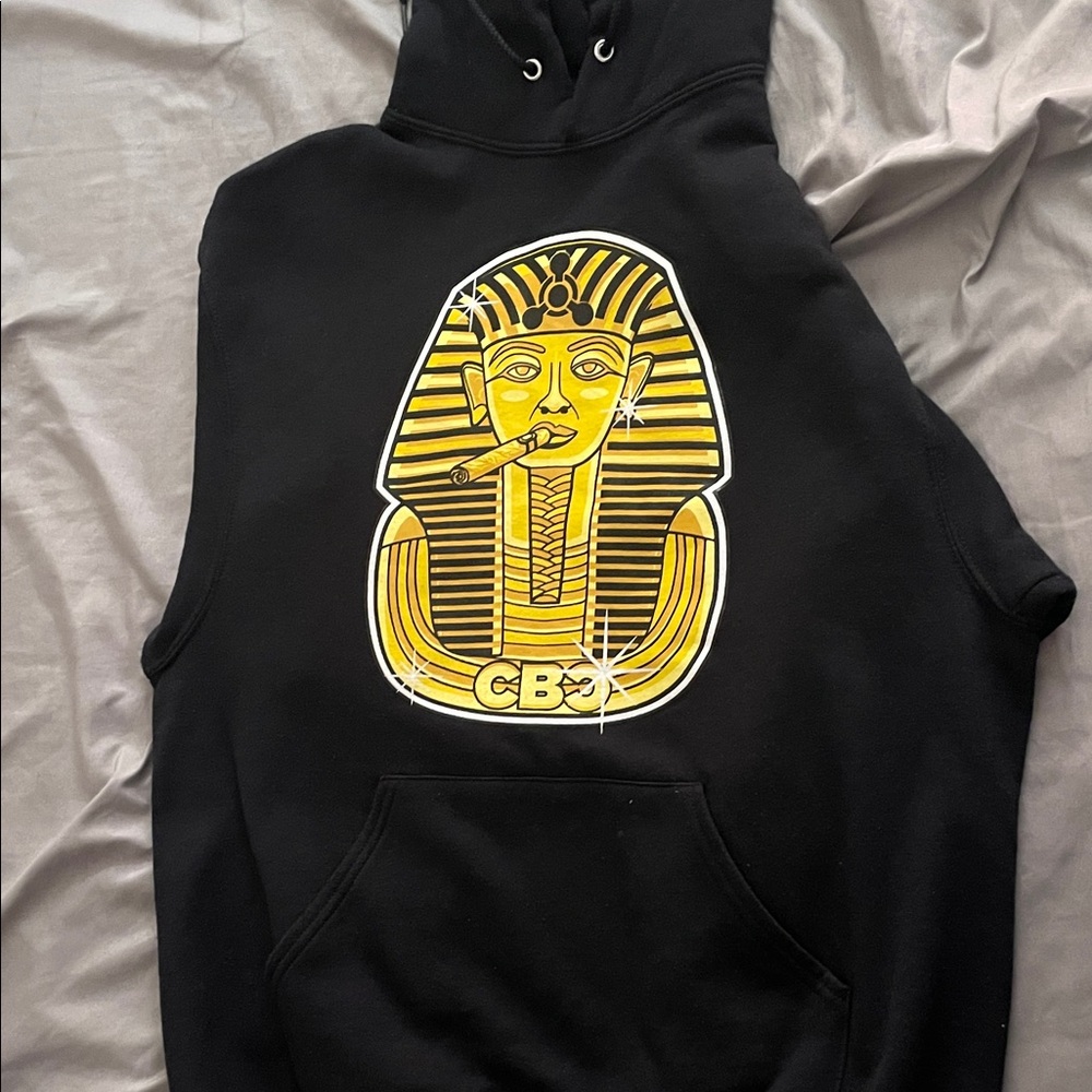 Black Hoodie with Gold Pharaoh Graphic